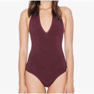 American Apparel Women’s Halter Bodysuit Maroon Size Small Casual Made USA